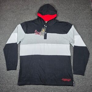 Guinness Rugby Jersey Black Mens 2XL Hooded Long Sleeve Toucan Preppy Sporty NEW